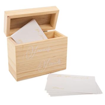 Boite à Souvenirs Bois et Blanche 14,5 x 12 x 6,5 cm + 15 Cartes | jourdefete.com