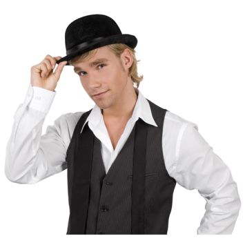 Chapeau Melon Noir Velours 59 cm