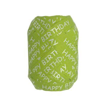 Bolduc en forme d'œuf - 10 mm x 20 m - Happy Birthday - Vert | jourdefete.com