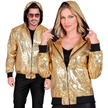 Bombers à sequins dorés avec capuche pour adulte - Taille au choix