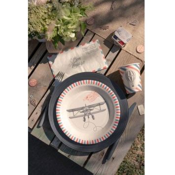 10 Assiettes en carton - Bon Voyage