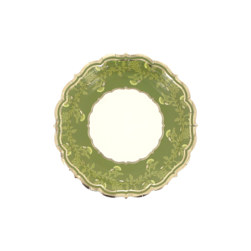 Assiettes Botanica Verde 18 cm crème, pistache et or | jourdefete.com
