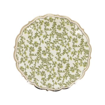 Assiettes Botanica Verde de 23 cm crème, pistache et or | jourdefete.com