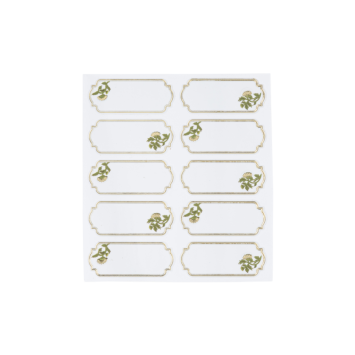 Stickers marque-verres de la collection Botanica Verde avec motifs floraux pistache et dorés | jourdefete.com