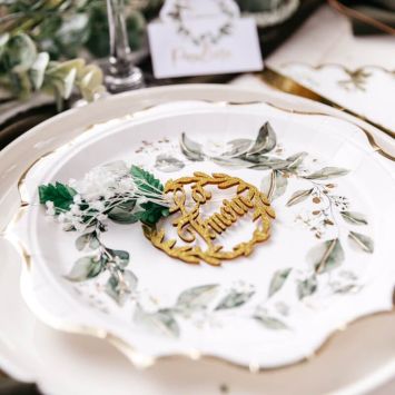 8 Assiettes en carton - Collection Botanique Vert et Or