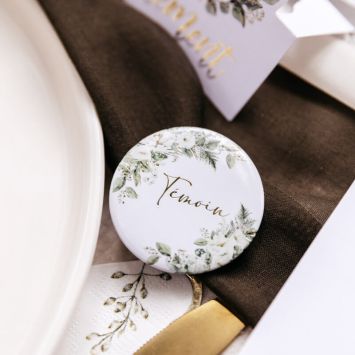 2 Badges Témoin - Collection Botanique Vert et Or