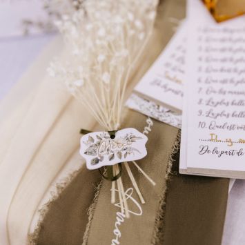 10 Étiquettes Merci + Ruban Satin - Collection Botanique Vert et Or