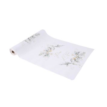 chemin de table botanique vert et or avec une inscription Pour la Vie