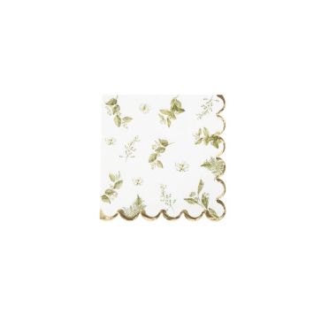16 serviettes en papier de la collection botanique vert et or