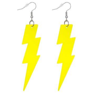 Boucles d’oreilles éclairs jaune fluo pour soirées lumineuses | jourdefete.com