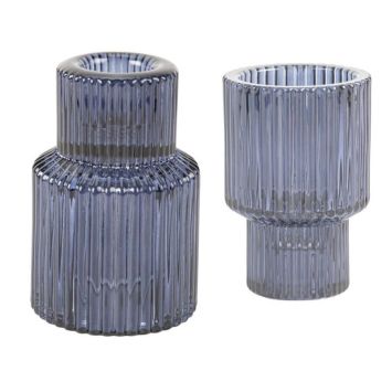 Optez pour ce magnifique bougeoir double de couleur bleu pour votre table lors de votre événement | jourdefete.com