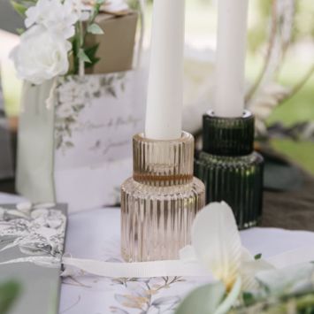 Bougeoir double en verre - Antonio - 5,5 x 8,5 cm - Couleur au choix