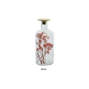 Bougeoir en verre avec fleurs séchées en décor - 24 cm - Couleur au choix