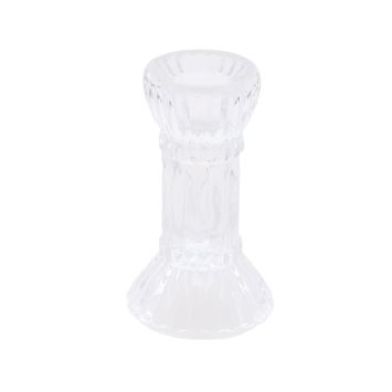 Tombez sous le charme de ce magnifique bougeoir en verre transparent de dimensions 6 x 12,5 cm | jourdefete.com