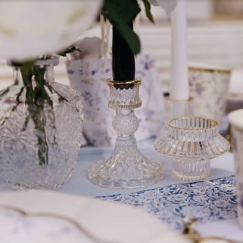 Bougeoir Garance- Verre Transparent et Liseré Or 