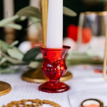 Bougeoir Médicis - Verre Rouge