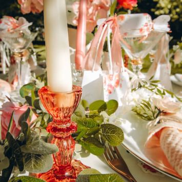 Bougeoir Renaissance - Verre Reflets Terracotta - 11 cm