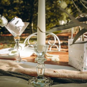 Bougeoir Salvia - Verre Reflets Sauge - 11 cm