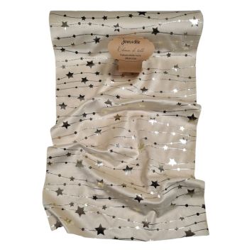 Chemin de table Velours - 28 cm x 3 m - Étoile - Noël Doré