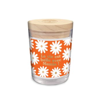 Bougie en verre "La vie est belle avec Mamie !" - Collection Mamie d'Amour