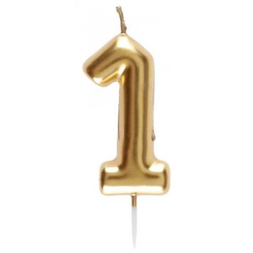 Bougie Métallisée Or sur pique - 9 cm - Chiffre au Choix