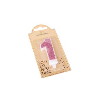 Bougie Paillettes Rose Gold - 7,3 cm - Chiffre au Choix