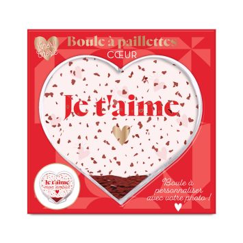 Boule à paillettes en forme de cœur - 9,6 x 4,5 x 9 cm - Saint-Valentin - Collection Chéri Chérie