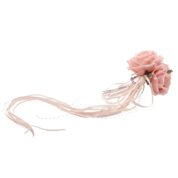 Bouquet de 3 Roses avec rubans - 16 x 10 x 70 cm - Couleur au choix