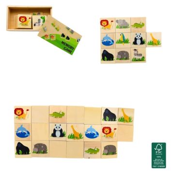 Jeu de mémoire en bois animaux sauvages éducatif et ludique pour enfants | jourdefete.com