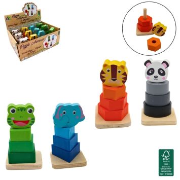 Puzzle en bois à empiler animaux rigolos | jourdefete.com