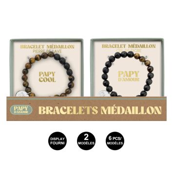 Bracelets médaillon pierres pour papy "cool" et "d’amour" | jourdefete.com