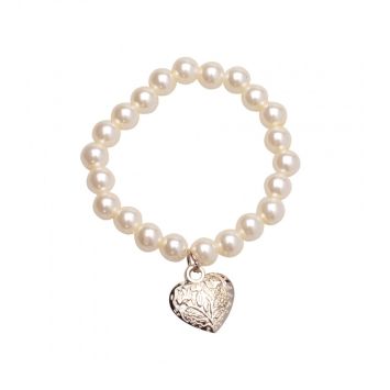 4 Bracelets de Perle avec Cœur Argent