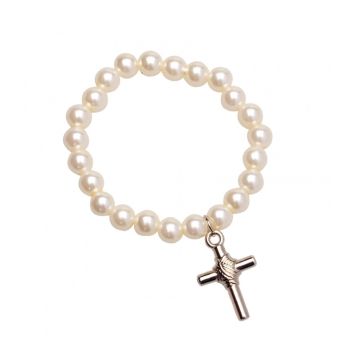 4 Bracelets de Perle avec Croix Argentée