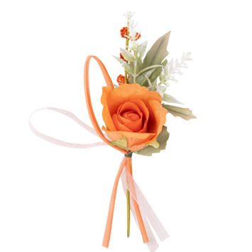 Branche de rose orange avec rubans satin & organza | jourdefete.com