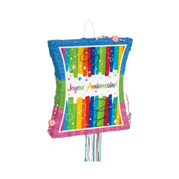pinata joyeux anniversaire multicolore