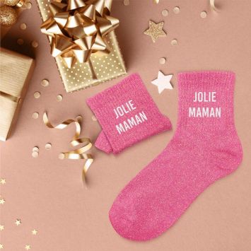 Paire de chaussettes à paillettes pour femme - Jolie Maman - Collection Famille d'Amour