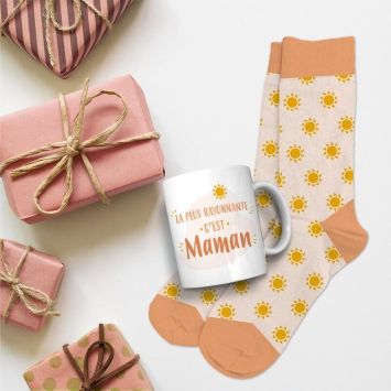 Coffret Cadeau Mug et Chaussettes - La plus rayonnante c'est Maman