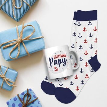 Coffret Cadeau Mug et Chaussettes - Capitaine Papy