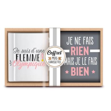 coffret cadeau mug et chaussette flemme olympique | jourdefete.com