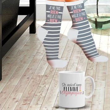 Coffret Cadeau Mug et Chaussettes - Une flemme Olympique