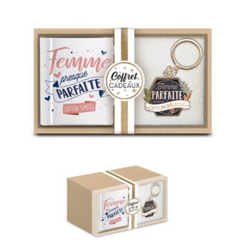 coffret cadeau mug et porte-clés pour femme parfaite