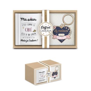 coffret cadeau mug et porte clés sœur