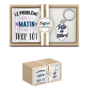 coffret cadeau porte clés le matin