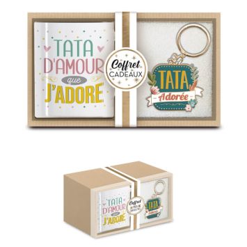 coffret cadeau mug et porte clés tata