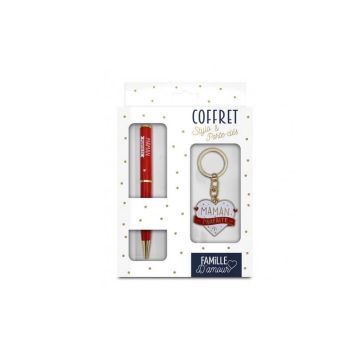 COFFRET STYLO + PORTE CLE "MAMAN PARFAITE"
