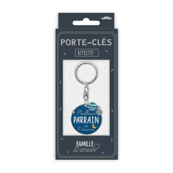 Porte-clé affectif - Meilleur Parrain de l'Univers - Collection Famille d'Amour
