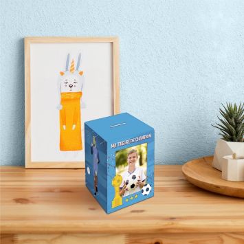 Tirelire personnalisable en bois pour enfant - Football