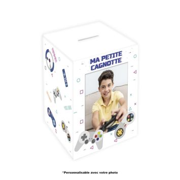 Tirelire personnalisable en bois pour enfant - Jeux vidéo