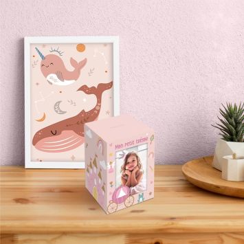 Tirelire personnalisable en bois pour enfant - Princesse