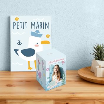 Tirelire personnalisable en bois pour enfant - Sirène